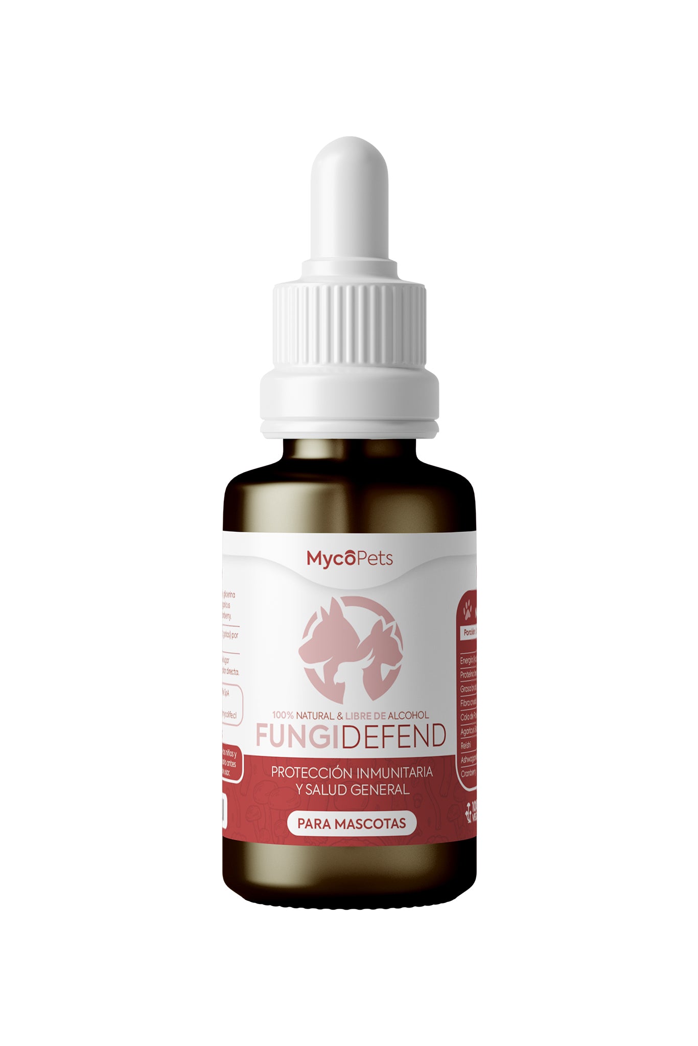 Fungi Defend™ extracto natural para mascotas 30 ml, protección inmunitaria y salud general marca MycoPets