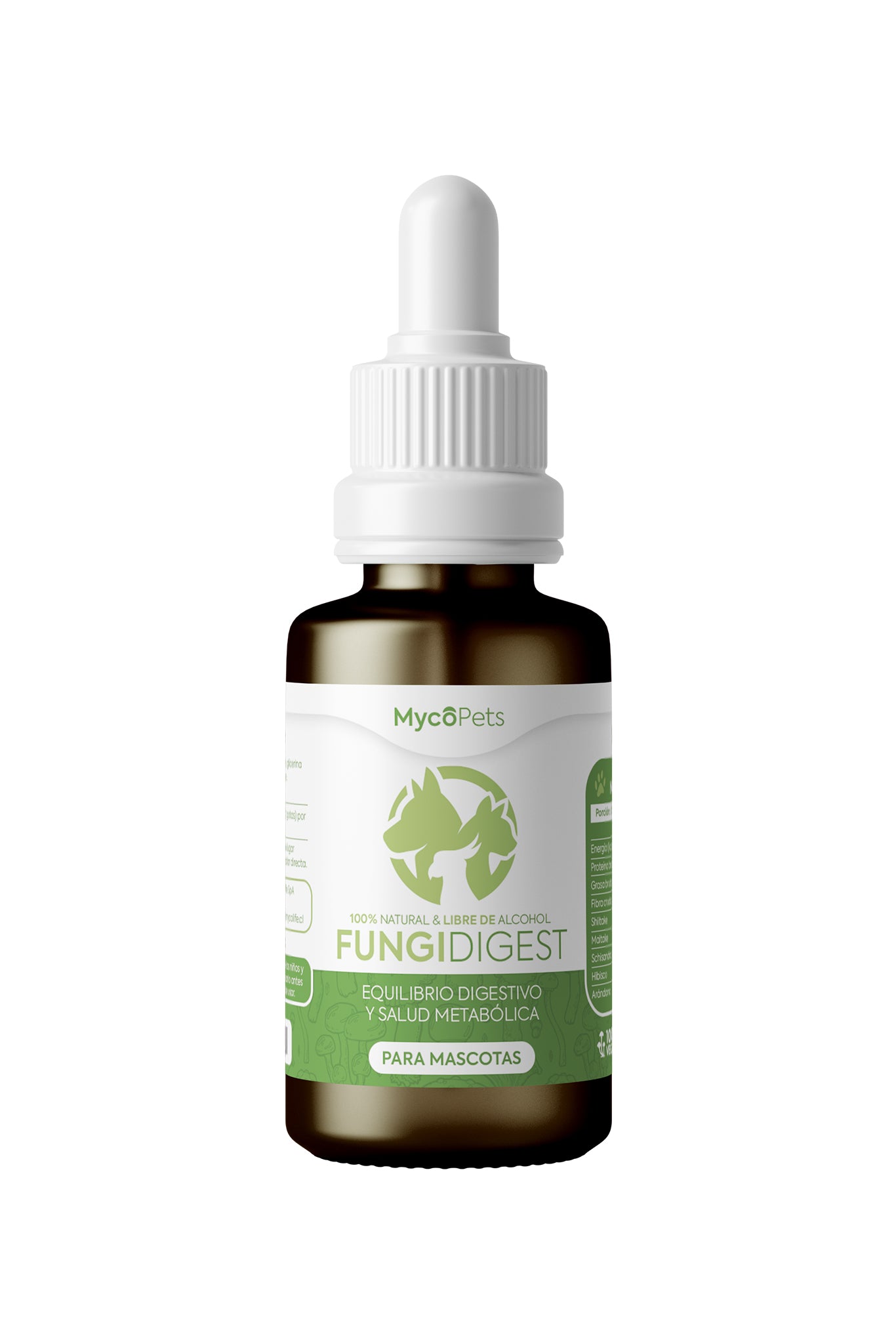 Fungi Digest™ extracto natural para mascotas 30 ml, apoyo digestivo y salud metabólica marca MycoPets