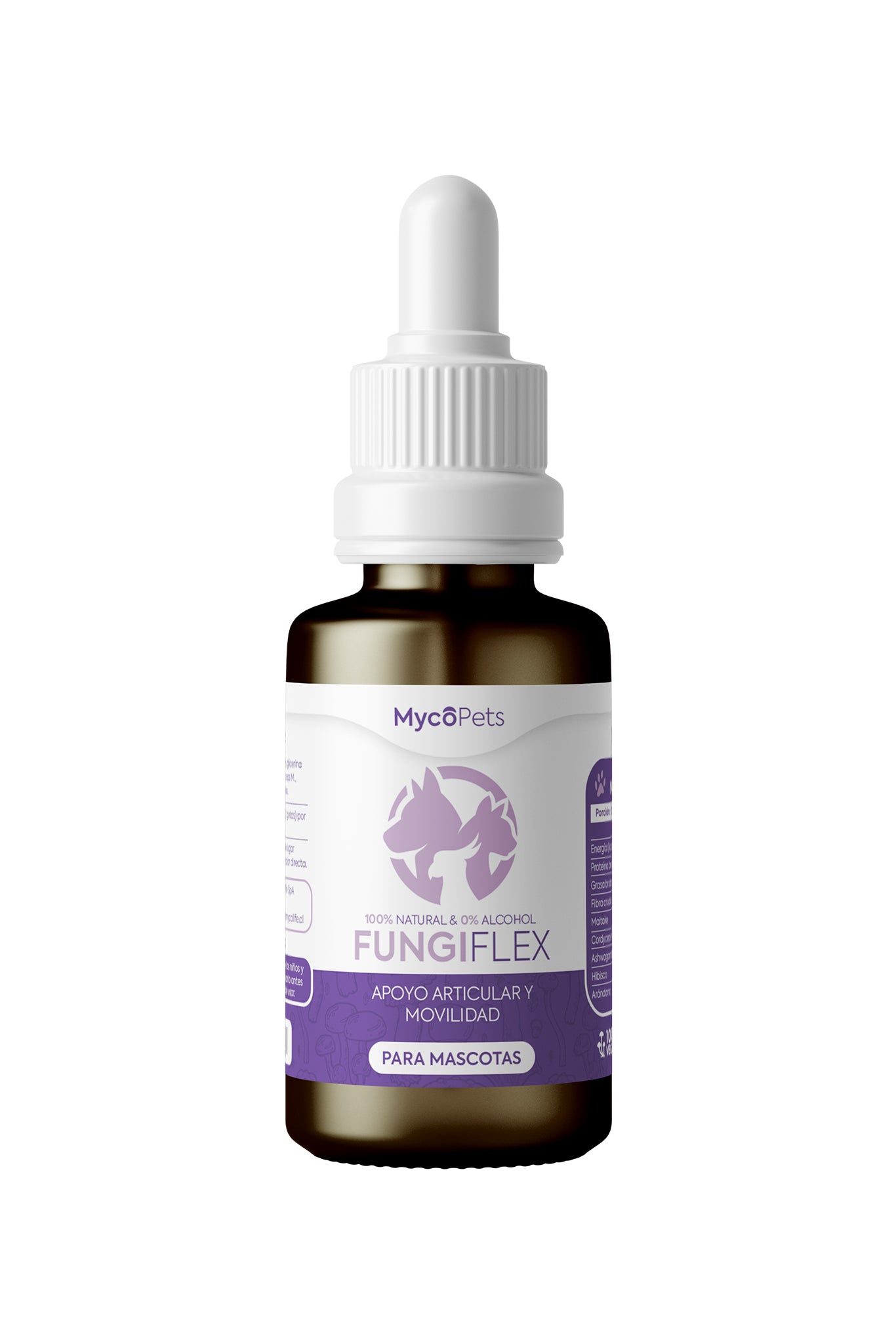Fungi Flex™ extracto natural para mascotas 30 ml, apoyo articular y movilidad marca MycoPets