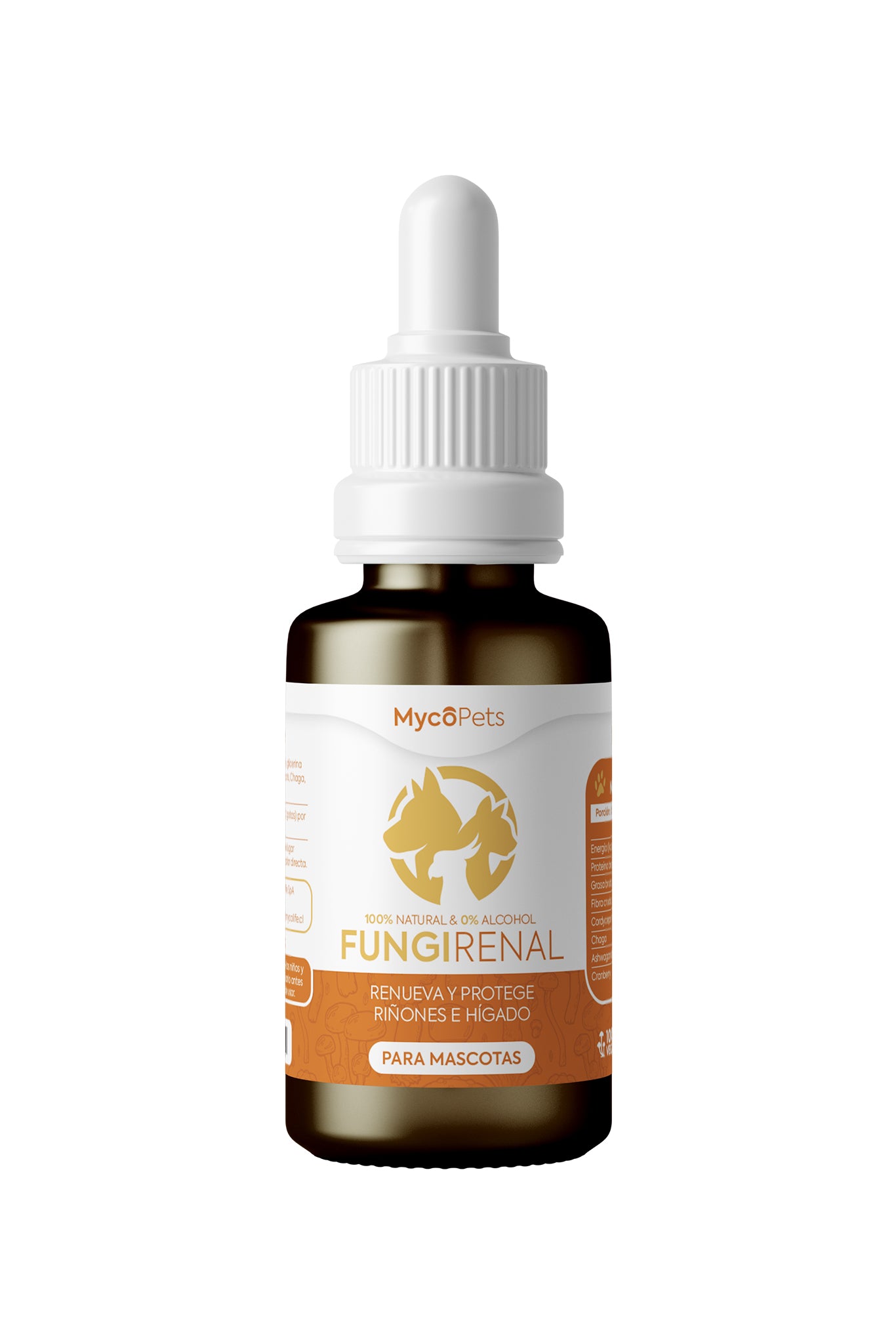 Fungi Renal™ extracto natural para mascotas 30 ml, apoyo renal y hepático marca MycoPets