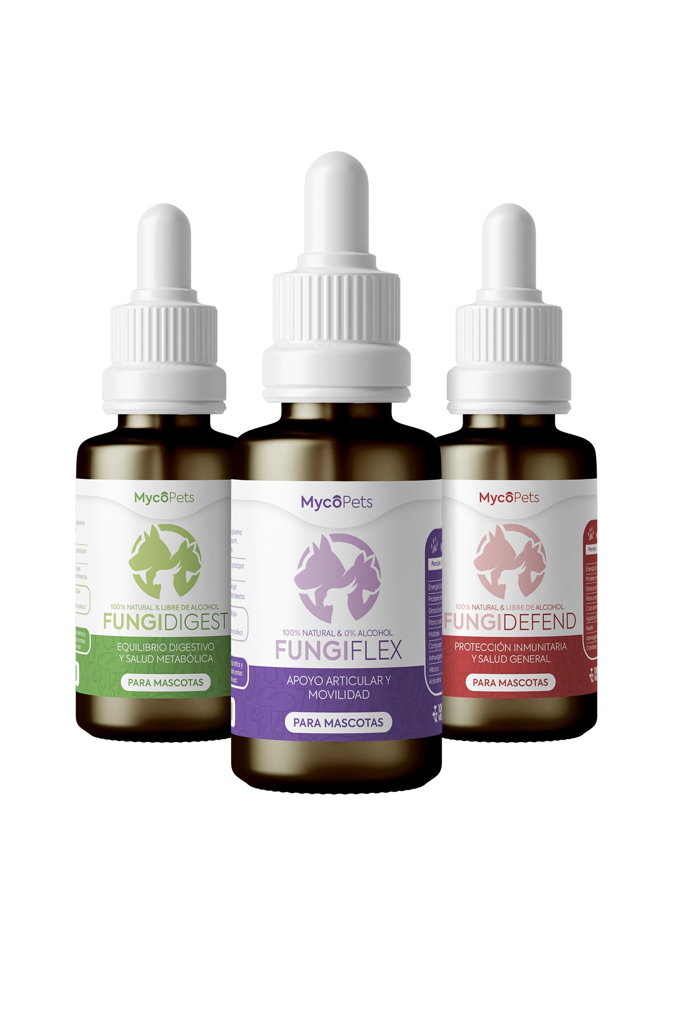 Arma tu Triple Pack de extractos naturales para mascotas 3x30 ml marca MycoPets